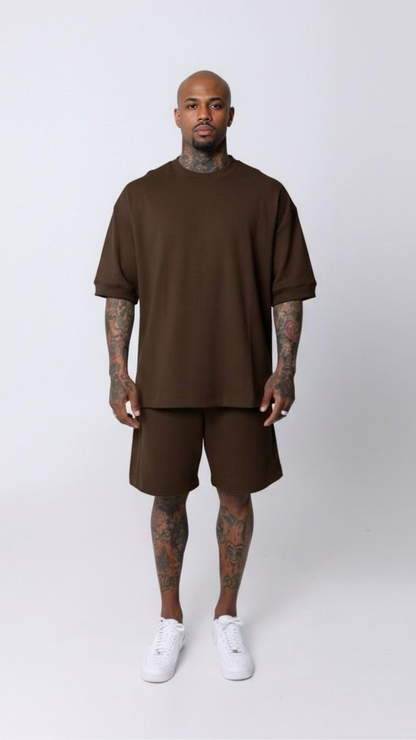 CONJUNTO REGULAR FIT MARROM