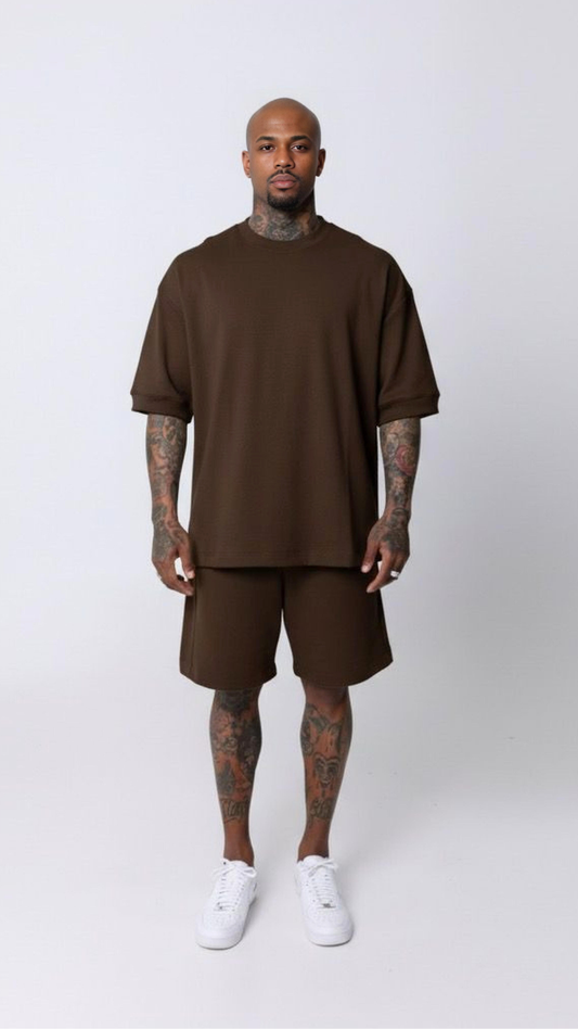 CONJUNTO REGULAR FIT MARROM