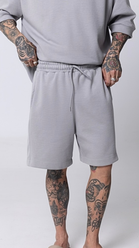 BERMUDA MOLETOM LISA CINZA GELATO COM ELASTICO