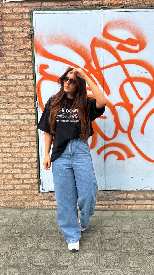 CAMISETA OVERSIZED MOLETOM PRETA URBAN CLOTHING