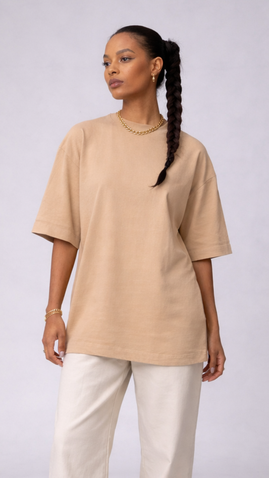 CAMISETA OVERSIZED MOLETOM MOCHA